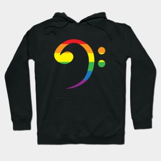 Bass clef in rainbow colour, LGBTQ pride Hoodie